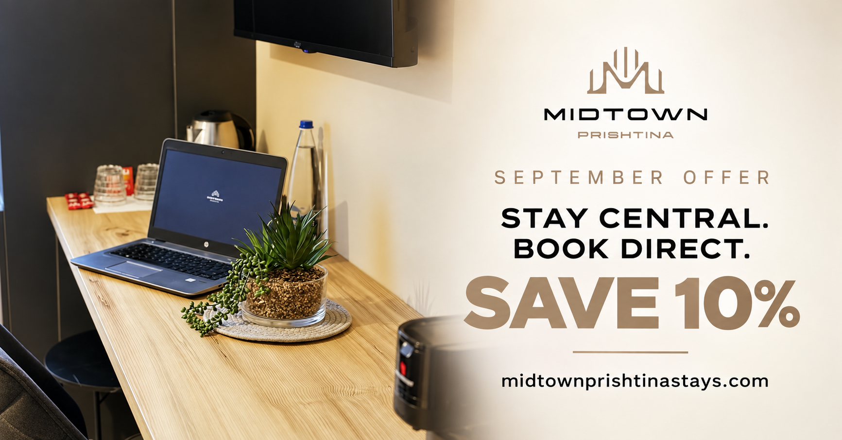Midtown Prishtina Stays September direct-booking offer with 10 percent savings